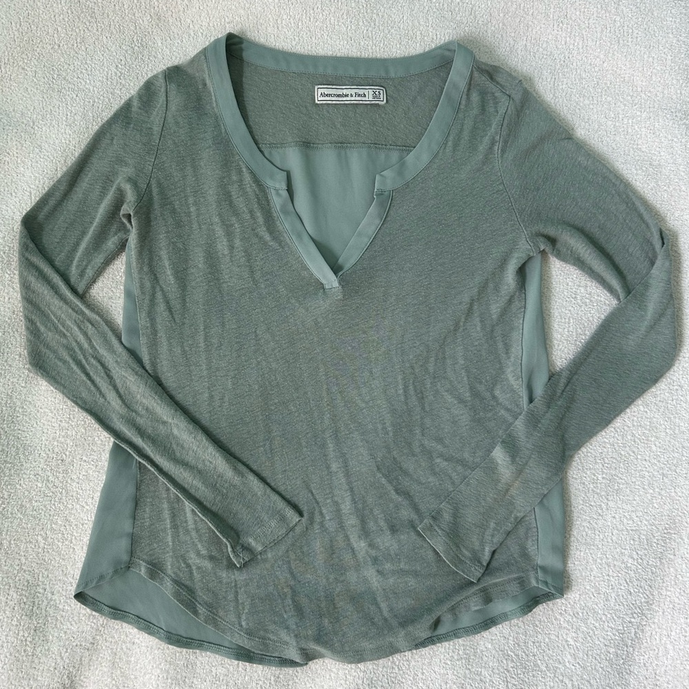 Abercrombie Sage Green Long Sleeve Top